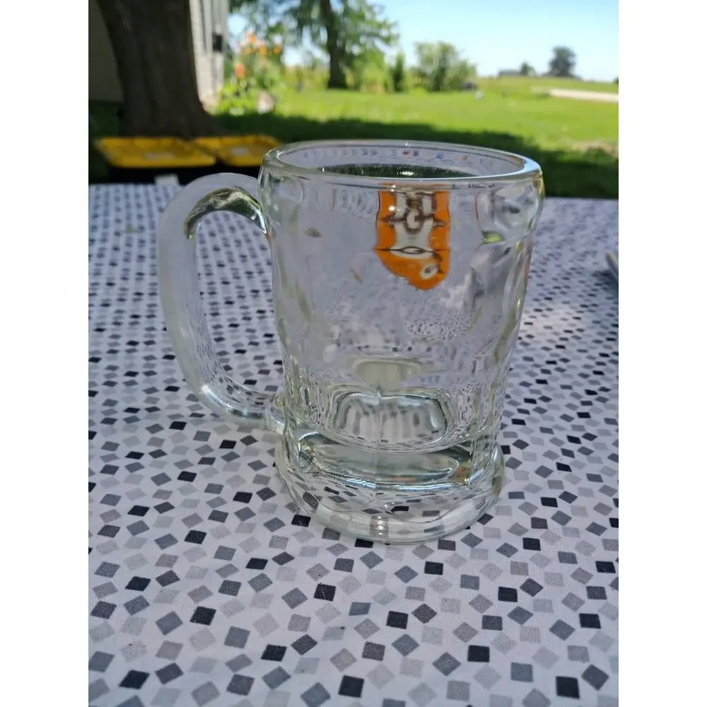 Vintage A & W Root Beer Heavy Glass Mug Arrow & Bullseye Logo 4 1/2 Inches Tall